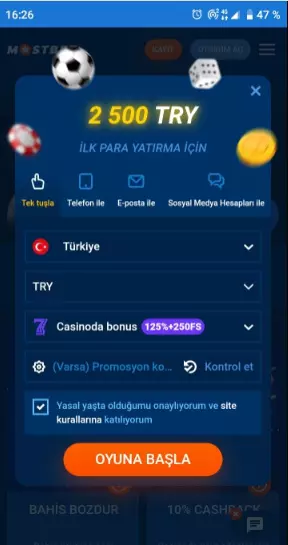 Mostbet bir uygulama üzerinden kaydolma