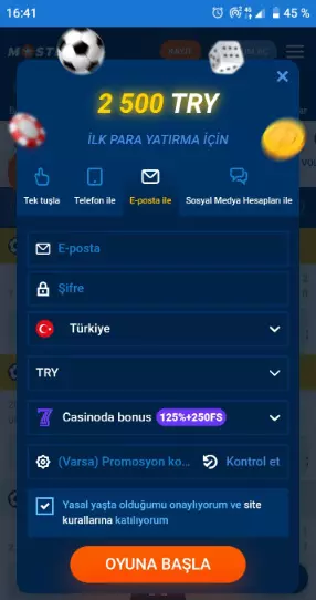 Mostbet mobil sürümüne kaydolun